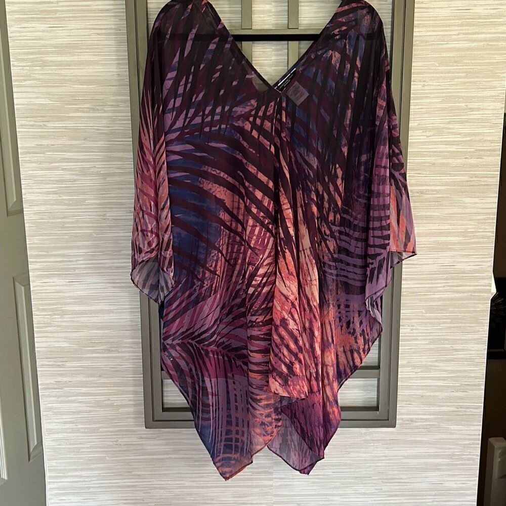Carmen Marc Valvo purple silky swimsuit cover-up bathing suit cover-up size M